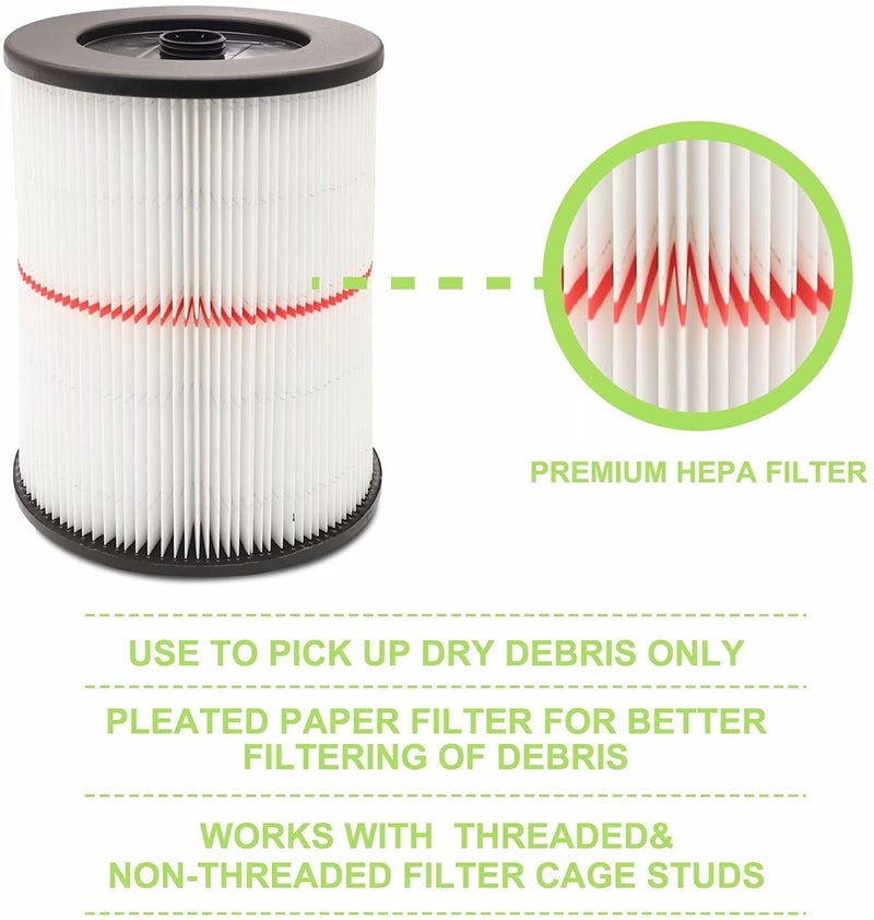 Ximoon Replacement Filter Fit Shop Vac Craftsman 17816 9-17816 Wet Dry Vacuum Air Cartridge Filter for 5 Gallon Vacuum Cleaner by Seelong - Image 2